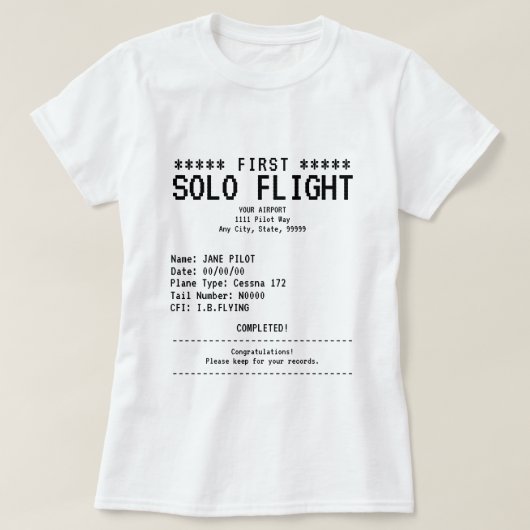 T-shirt Premier vol solo (Design devant)