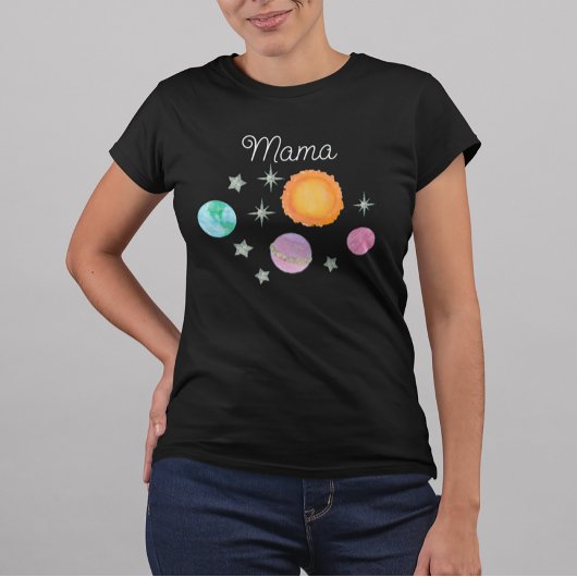 T-shirt Premier voyage noir autour du Sun Mama 1er anniver