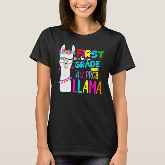 T-shirt Première Année No Prob Llama Enseignant 100e Jour  (Devant)