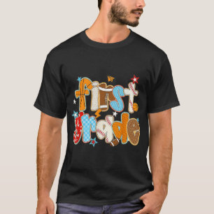 T-shirt Première Année Retour À L'École Baseball Basketbal