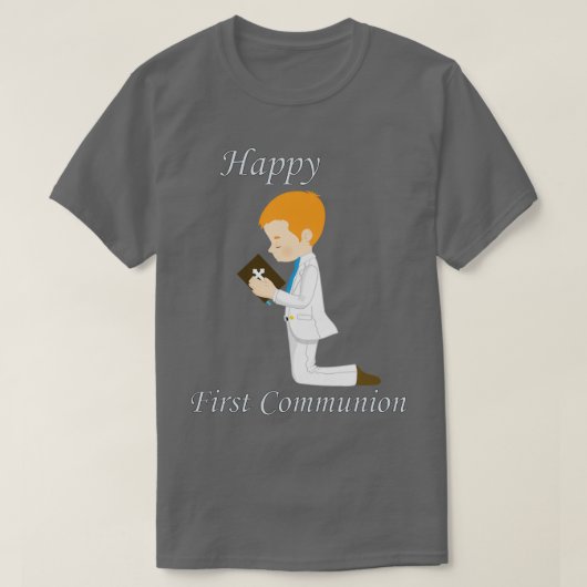 T-shirt Première communion Kneeling Redhead Boy (Design devant)