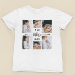 T-shirt Première Fête des pères 6 Collage photo<br><div class="desc">Célébrez le jalon spécial d'un nouveau père avec le T-shirt Collage photo "Première Fête des pères" 6, un cadeau sincère et unique. Ce t-shirt personnalisé présente un collage joliment arrangé de six photos chères, capturant des moments et des souvenirs inoubliables de sa première année de paternité. Le design affiche en...</div>