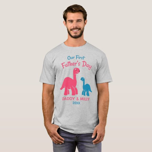 T-shirt Première Fête des pères personnalisée Cute Dinosau (Devant entier)