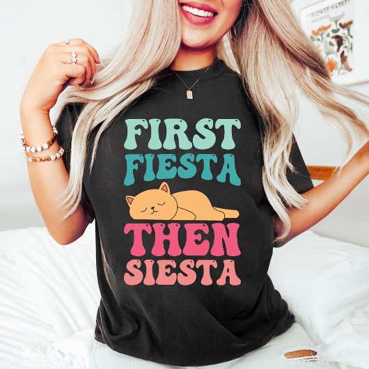 T-shirt Première Fiesta Puis Siesta | Drôle Chat couché