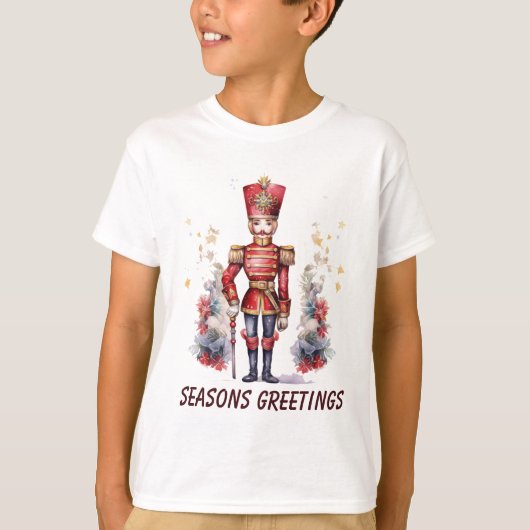 T-shirt première fille de Noël noix cracker aquarelle (Devant)