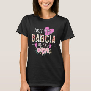 T-shirt Première fois Babcia Est 2025 Floral promu à Grea