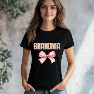 T-shirt Première fois grand-mère ruban rose Nana