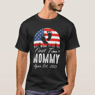 T-shirt Première fois maman de nouveau Est 2023 US Drapeau