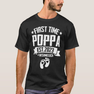 T-shirt Première Fois Poppa Grandpa Est 2023 Pour New Gran