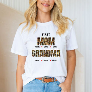 T-shirt PREMIÈRE MAMAN MAINTENANT GRAND-MÈRE Nana & noms p