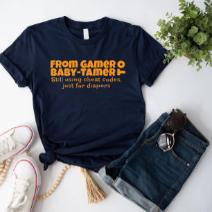 T-shirt Première papa jour orange lettre ironique