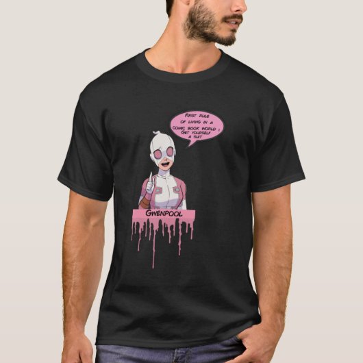 T-shirt première règle de gwenpool - goutte rose (Devant)
