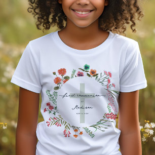 T-Shirt Première Sainte Communion de Fleur Sauvage Colorée