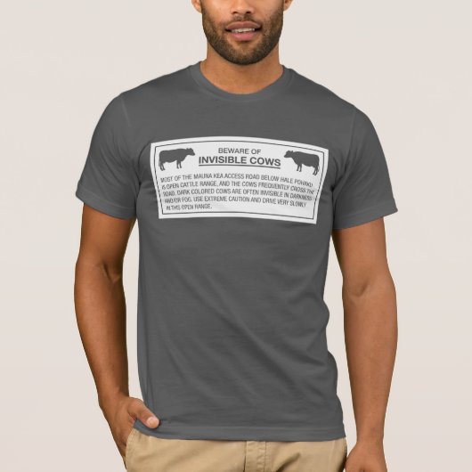 T-shirt Prenez garde des vaches invisibles, signe, Hawaï, (Devant)