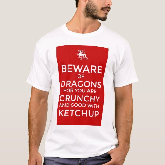 T-shirt Prenez garde du ketchup croquant de dragons (Devant)