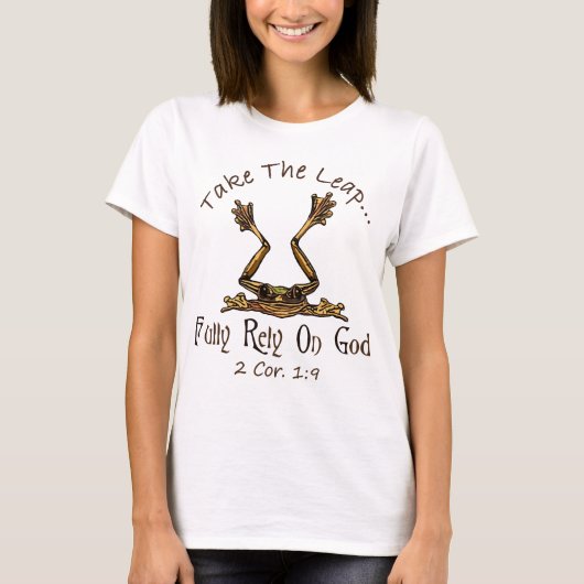 T-shirt Prenez Le Saut Pleinement Compter Sur Dieu FROG (Devant)