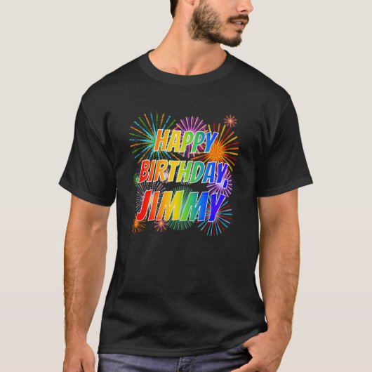 T-shirt Prénom "JIMMY", Amusant "HEUREUX ANNIVERSAIRE" (Devant)
