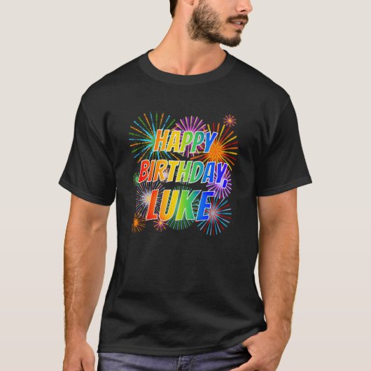 T-shirt Prénom "LUKE", amusant "HEUREUX ANNIVERSAIRE" (Devant)