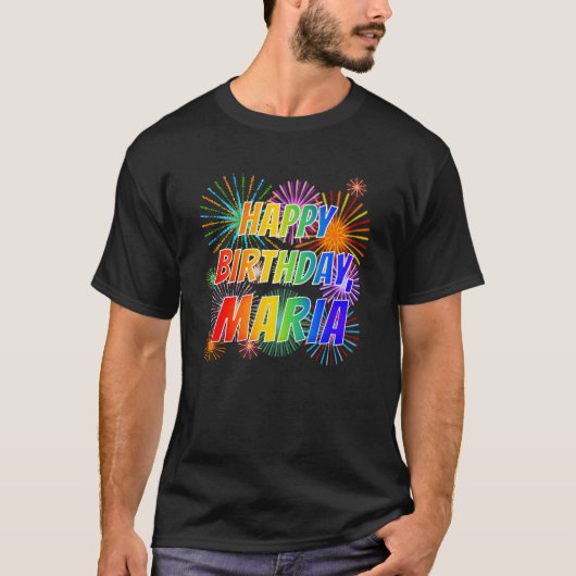 T-shirt Prénom "MARIA", Amusant "HEUREUX ANNIVERSAIRE" (Devant)