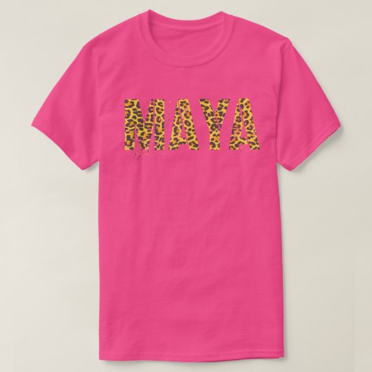 T-shirt Prénom MAYA Empreinte de léopard Girl Cheetah Sist (Design devant)