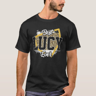 T-shirt Prénom personnalisé Lucy avec Empreinte de léopard
