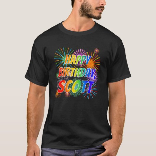 T-shirt Prénom "SCOTT", Amusant "HEUREUX ANNIVERSAIRE" (Devant)