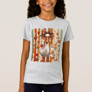 T-Shirt Préparatifs d'automne Canard Coquette Citrouille d