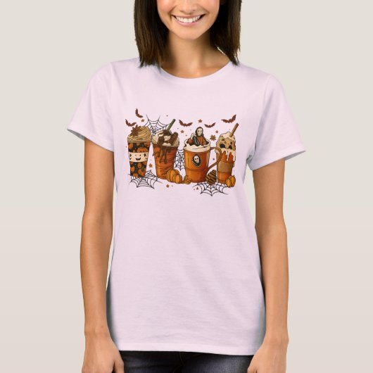 T-shirt Préparez votre café Éffrayant avec squelette T she (Devant)