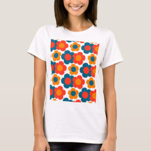 T-shirt Preppy Blue Orange Hippie Motif