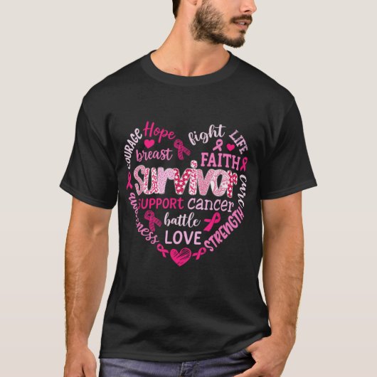 T-shirt Preppy Breast Cancer Fight Suprt Hope Strength P (Devant)