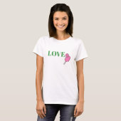 T-shirt Preppy Love Pickleball Pink Paddle Ball (Devant entier)