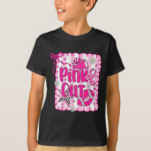 T-shirt Preppy Pink Out Footll Coquette Cancer du sein Awa