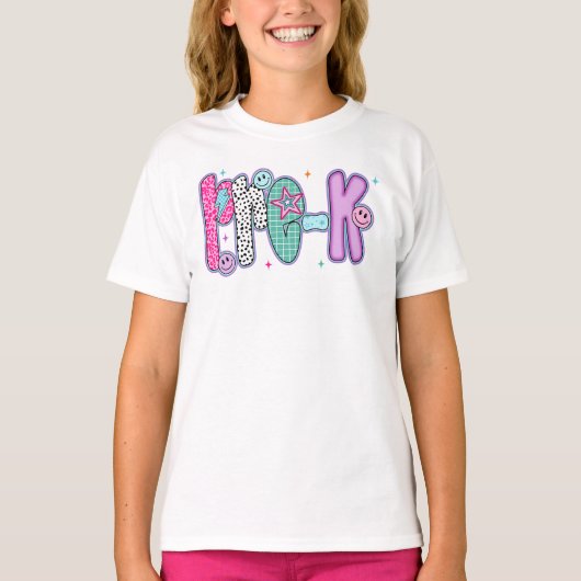 T-shirt Preppy Pre K First Day of  School Coquette (Devant)