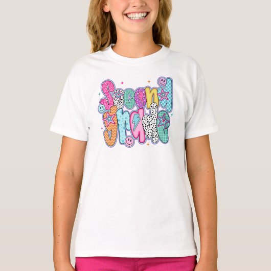 T-shirt Preppy Second Grade First Day of School Coquette (Devant)