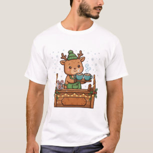 T-shirt Présentation de Chocolat Chaud au Renne Art de Noë