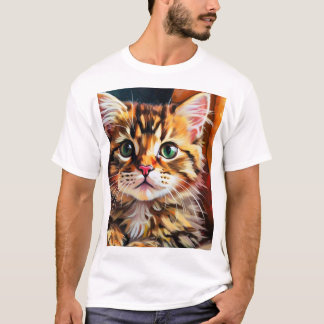 T-shirt "Présentation de Whiskers Whimsical Cat Print Coll