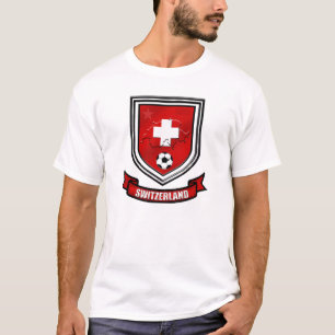 T-shirt Présents suisses de crête de bouclier du footbal