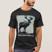 T-shirt Préserver et protéger le cerf du parc national Vin (Devant)