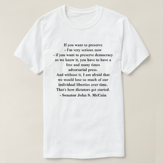 T-shirt Préserver la démocratie citée par le sénateur John (Design devant)