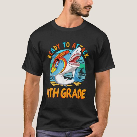 T-shirt Prêt À Attaquer La 4E Année De Retour À L'École Pa (Devant)