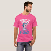 T-shirt Prêt à attaquer la 4e année drôle de requin (Devant entier)