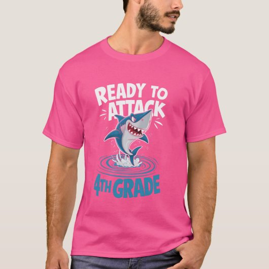 T-shirt Prêt à attaquer la 4e année drôle de requin (Devant)