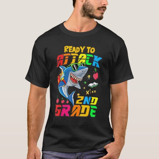 T-shirt Prêt à attaquer la rentrée des classes de requin d (Devant)