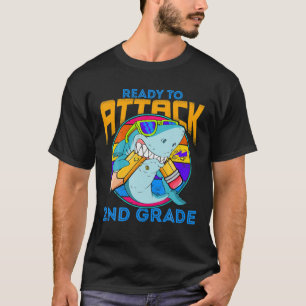 T-shirt Prêt À Attaquer Le Requin De 2E Année À Retourner 