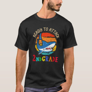 T-shirt Prêt À Attaquer Le Requin De 2E Année D'Abord À Sc