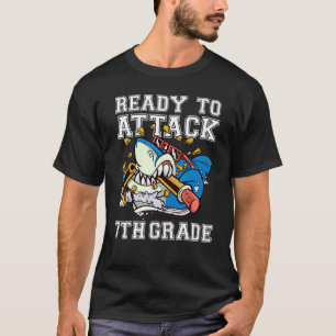 T-shirt Prêt à attaquer les garçons de 7e année Requin Ret