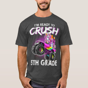 T-shirt Prêt à écraser la licorne rose de 5e année Retour
