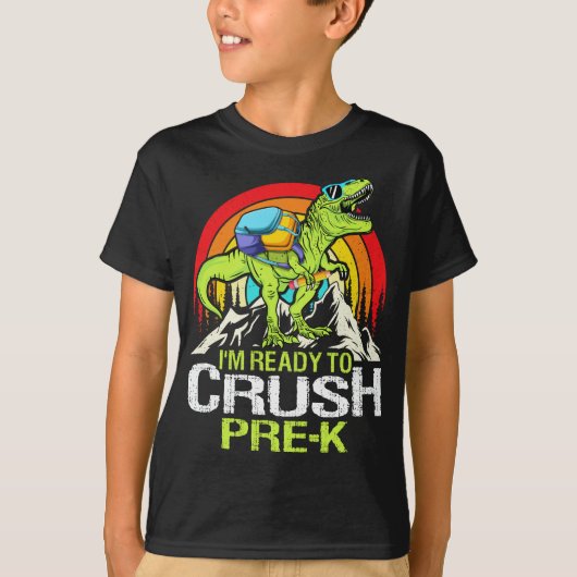 T-shirt Prêt À Écraser Le Dinosaure Pré-k Retro Retour À L (Devant)