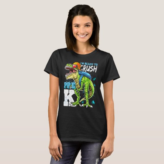 T-shirt Prêt À Écraser Pré K Rex Dinosaur Retour À L'École (Devant entier)