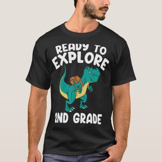 T-shirt Prêt À Explorer La 2E Année Retour À L'École Rex D (Devant)